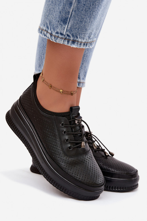 Chaussures noires pour femmes avec plateforme et perforation Dalila