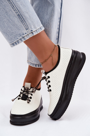 Chaussures blanches pour femmes avec plateforme et perforation Dalila