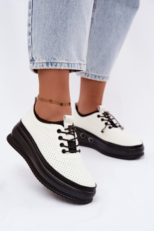 Chaussures blanches pour femmes avec plateforme et perforation Dalila