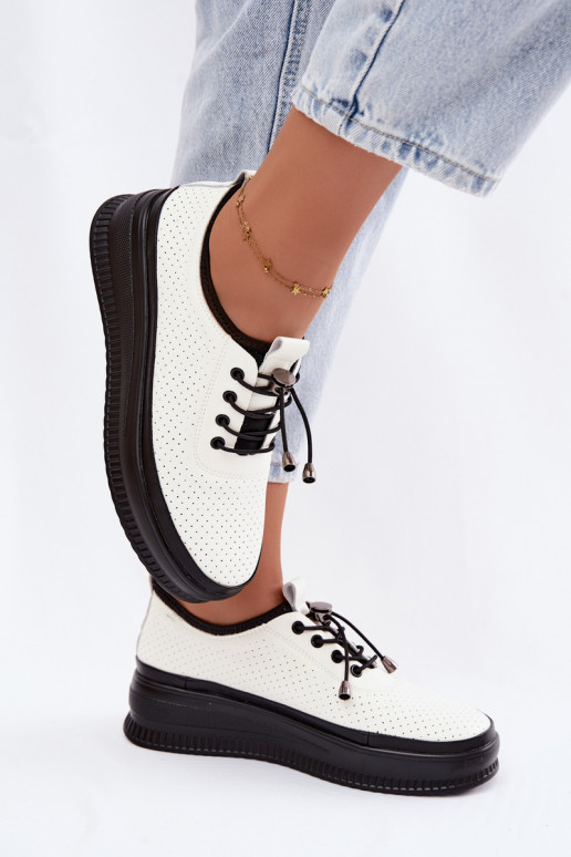 Chaussures blanches pour femmes avec plateforme et perforation Dalila