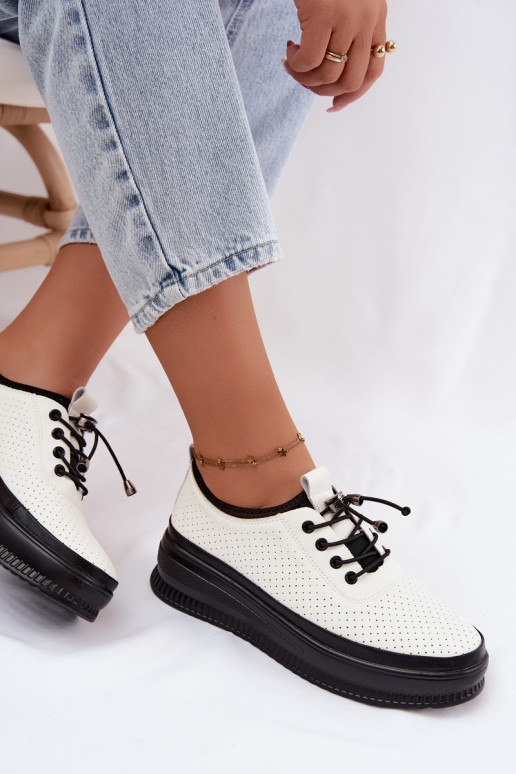 Chaussures blanches pour femmes avec plateforme et perforation Dalila