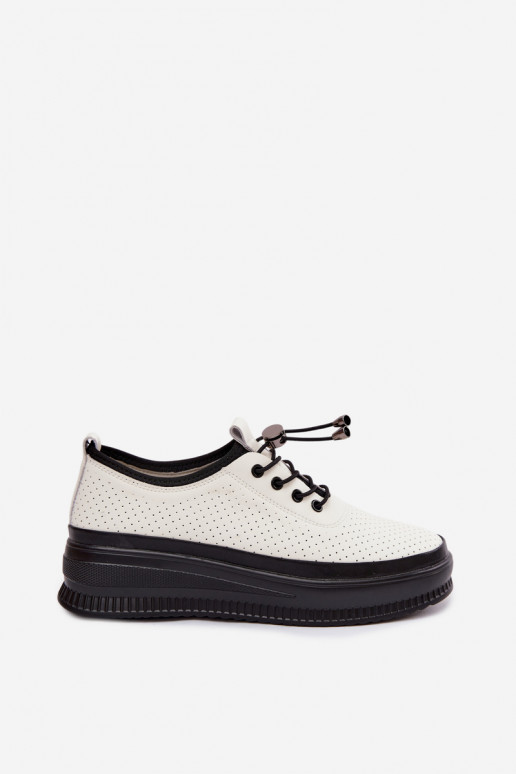 Chaussures blanches pour femmes avec plateforme et perforation Dalila