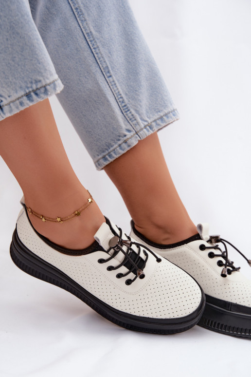 Chaussures blanches pour femmes avec plateforme et perforation Dalila