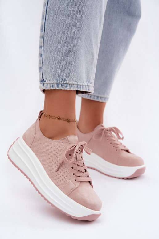 Baskets roses pour femmes en daim synthétique avec plateforme Inaya