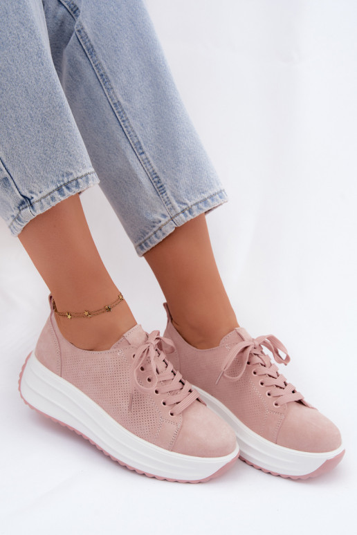 Baskets roses pour femmes en daim synthétique avec plateforme Inaya