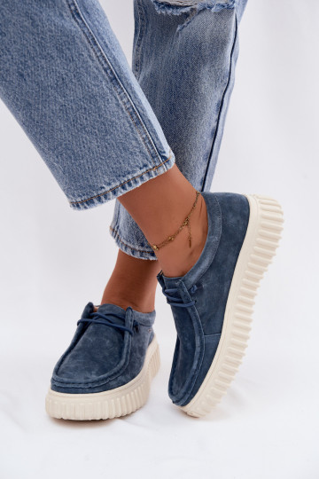 Chaussures bleues pour femmes en daim synthétique avec plateforme Jamila 2