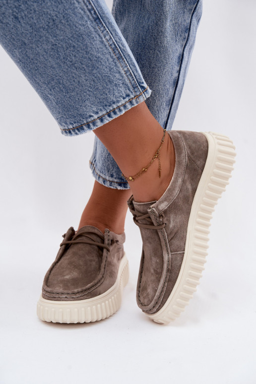 Chaussures couleur argile pour femmes en daim synthétique avec plateforme Jamila