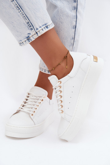 Baskets blanches pour femmes avec plateforme Zazoo N408S7