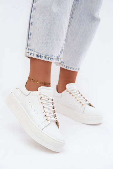 Baskets blanches pour femmes avec plateforme Zazoo N408S7 2