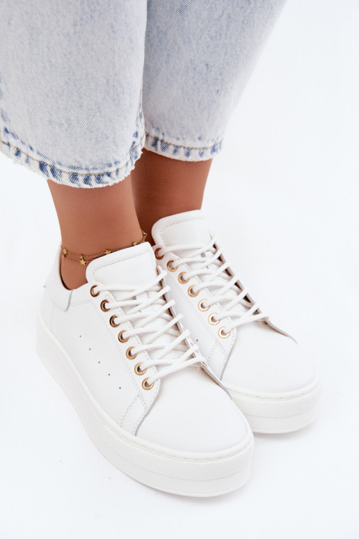Baskets blanches pour femmes avec plateforme Zazoo N408S7