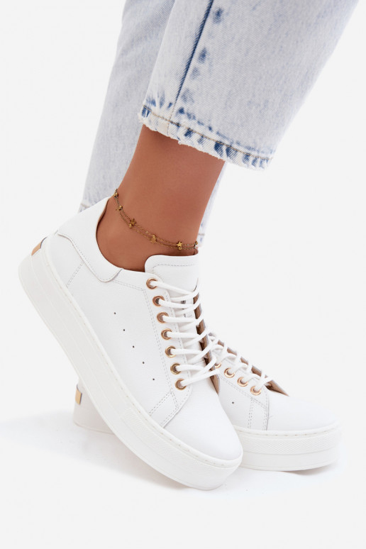 Baskets blanches pour femmes avec plateforme Zazoo N408S7