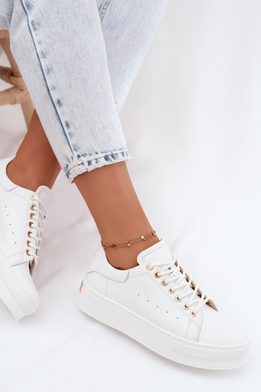 Baskets blanches pour femmes avec plateforme Zazoo N408S7