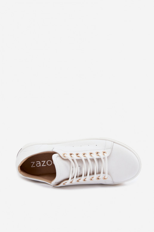 Baskets blanches pour femmes avec plateforme Zazoo N408S7