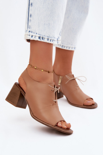 Sandales en cuir à talons hauts avec des détails stylés Zazoo 40523 couleur cappuccino 2