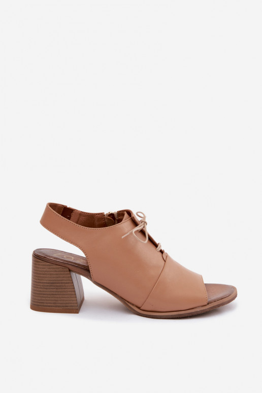 Sandales en cuir à talons hauts avec des détails stylés Zazoo 40523 couleur cappuccino