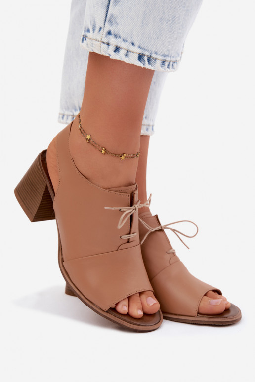 Sandales en cuir à talons hauts avec des détails stylés Zazoo 40523 couleur cappuccino