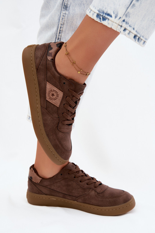 Baskets brillantes pour femmes Big Star UU274017 en couleur marron