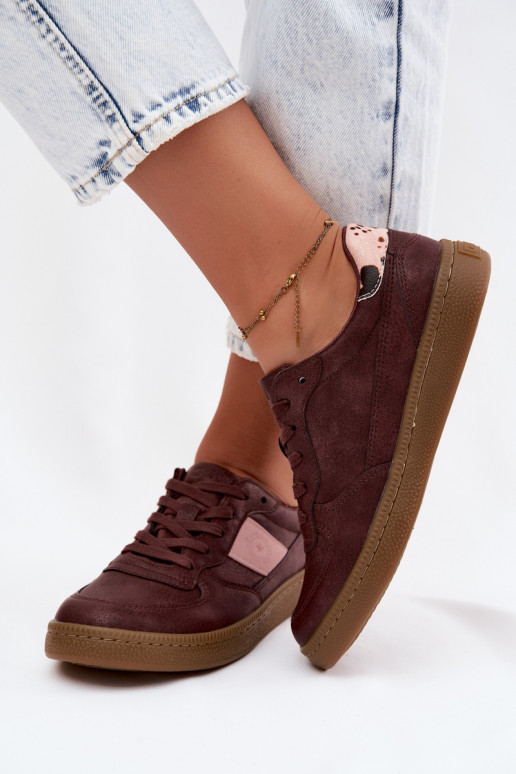 Baskets brillantes pour femmes Big Star UU274016 en couleur bordeaux