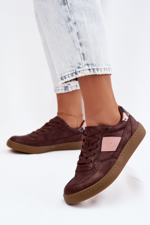 Baskets brillantes pour femmes Big Star UU274016 en couleur bordeaux