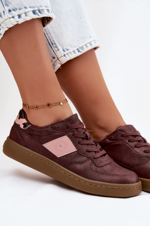 Baskets brillantes pour femmes Big Star UU274016 en couleur bordeaux