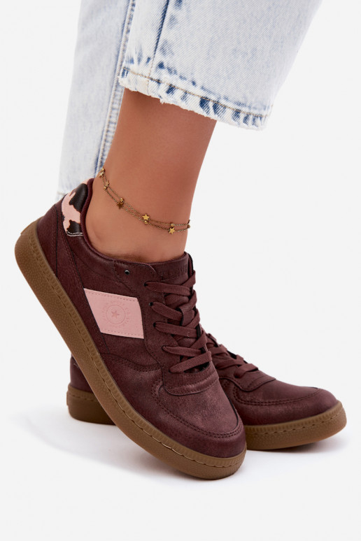Baskets brillantes pour femmes Big Star UU274016 en couleur bordeaux