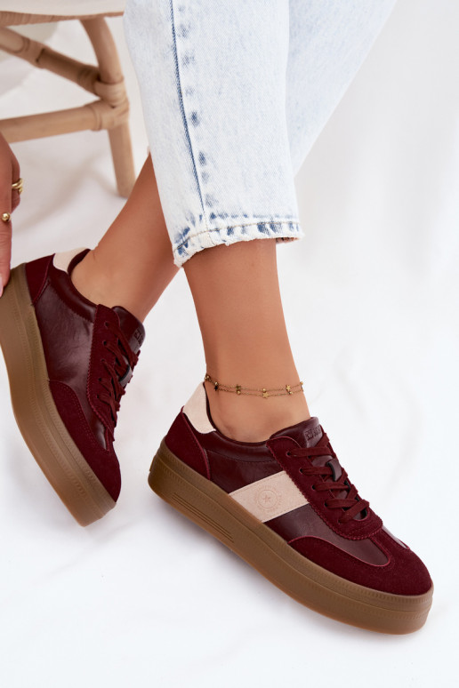 Baskets pour femmes avec plateforme Big Star UU274013 en couleur bordeaux