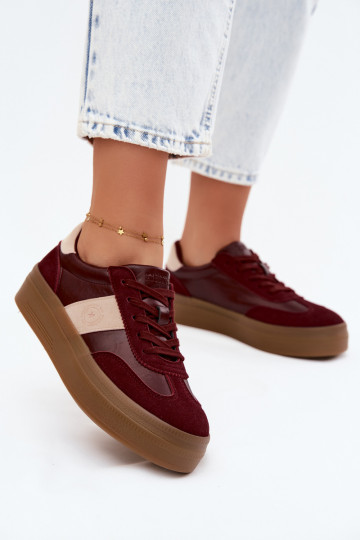 Baskets pour femmes avec plateforme Big Star UU274013 en couleur bordeaux 2