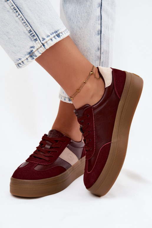 Baskets pour femmes avec plateforme Big Star UU274013 en couleur bordeaux
