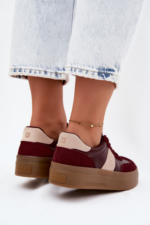 Baskets pour femmes avec plateforme Big Star UU274013 en couleur bordeaux
