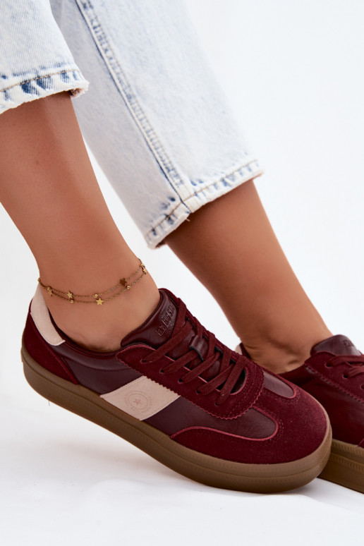 Baskets pour femmes avec plateforme Big Star UU274013 en couleur bordeaux