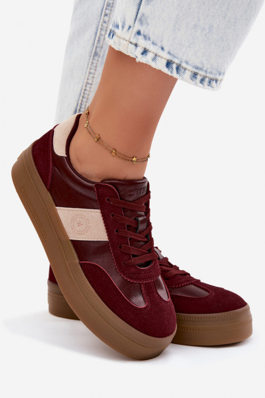 Baskets pour femmes avec plateforme Big Star UU274013 en couleur bordeaux