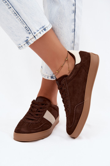 Baskets pour femmes en daim synthétique Big Star UU274008 en couleur chocolat 2