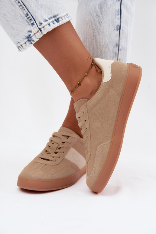 Baskets pour femmes en daim synthétique Big Star UU274009 en couleur sable
