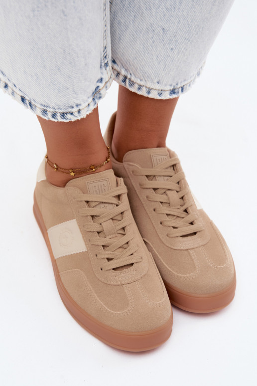 Baskets pour femmes en daim synthétique Big Star UU274009 en couleur sable