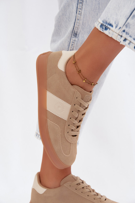 Baskets pour femmes en daim synthétique Big Star UU274009 en couleur sable