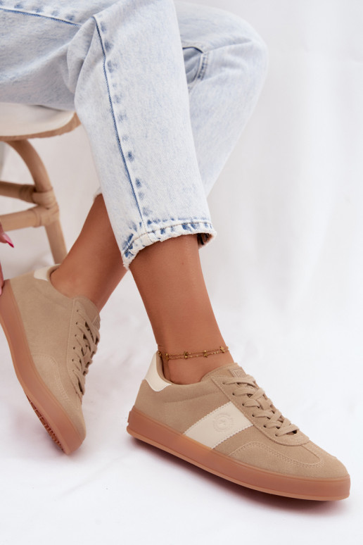 Baskets pour femmes en daim synthétique Big Star UU274009 en couleur sable