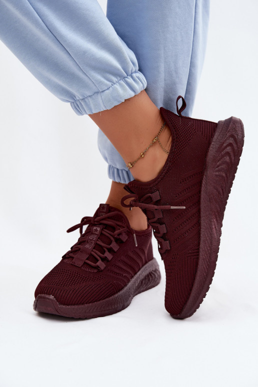 Chaussures de sport à enfiler pour femmes Big Star UU274053 en couleur bordeaux