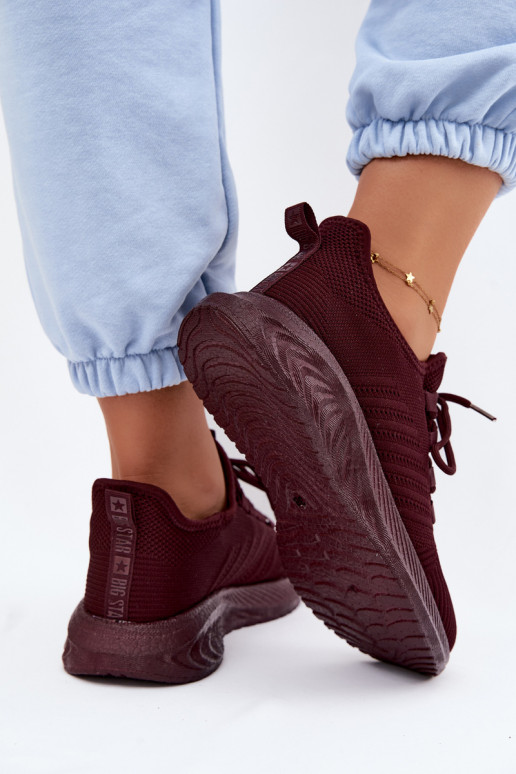 Chaussures de sport à enfiler pour femmes Big Star UU274053 en couleur bordeaux