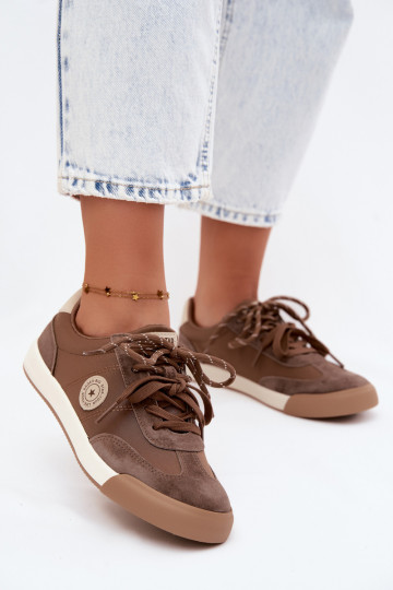 Baskets en daim pour femmes avec lacets doubles Big Star UU274002 en couleur marron 2