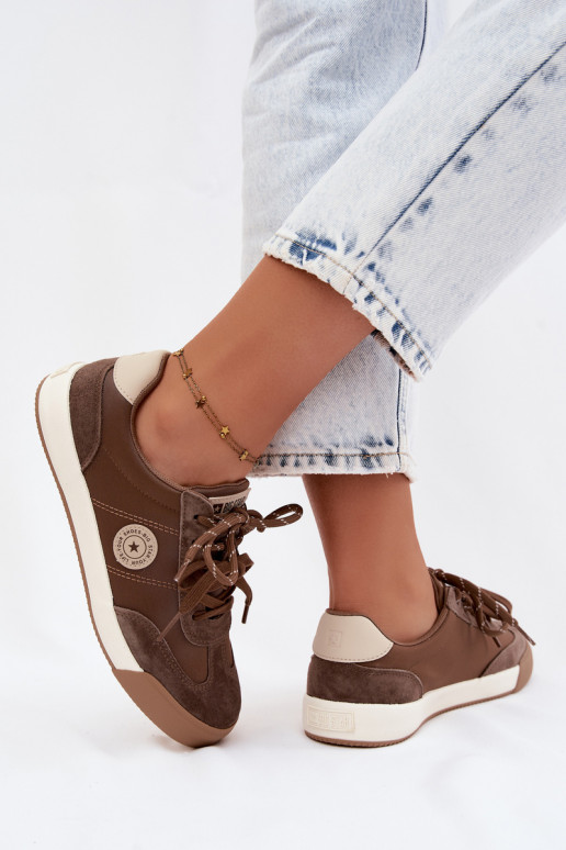 Baskets en daim pour femmes avec lacets doubles Big Star UU274002 en couleur marron
