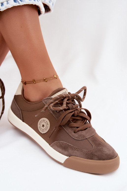 Baskets en daim pour femmes avec lacets doubles Big Star UU274002 en couleur marron