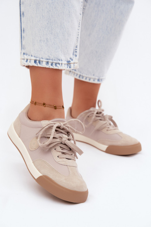 Baskets en daim pour femmes avec lacets doubles Big Star UU274001 en couleur sable