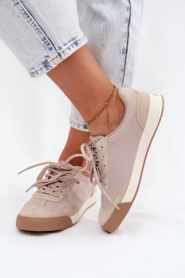 Baskets en daim pour femmes avec lacets doubles Big Star UU274001 en couleur sable 2