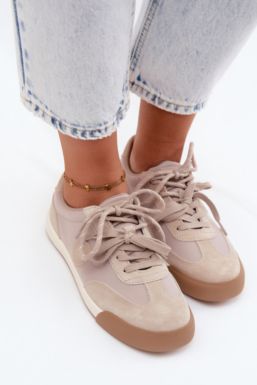 Baskets en daim pour femmes avec lacets doubles Big Star UU274001 en couleur sable