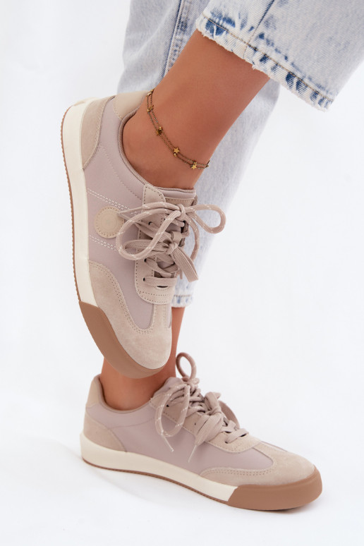 Baskets en daim pour femmes avec lacets doubles Big Star UU274001 en couleur sable