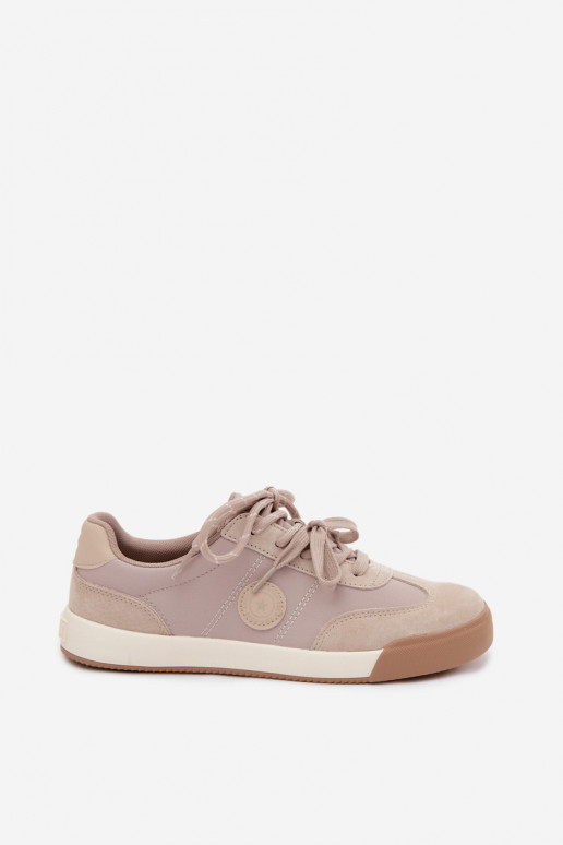 Baskets en daim pour femmes avec lacets doubles Big Star UU274001 en couleur sable