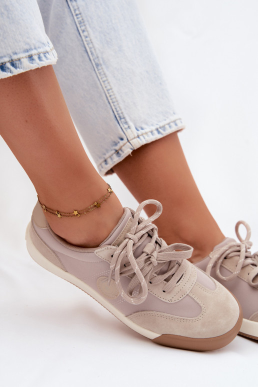 Baskets en daim pour femmes avec lacets doubles Big Star UU274001 en couleur sable