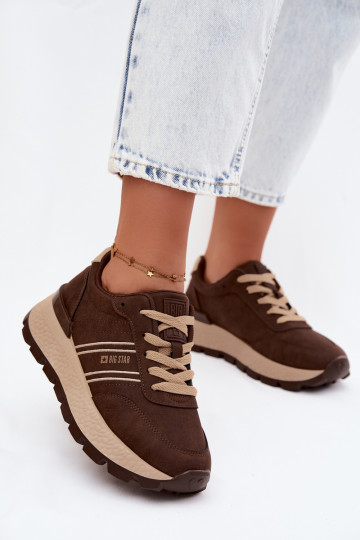 Baskets pour femmes avec plateforme Big Star UU274040 en couleur chocolat 2