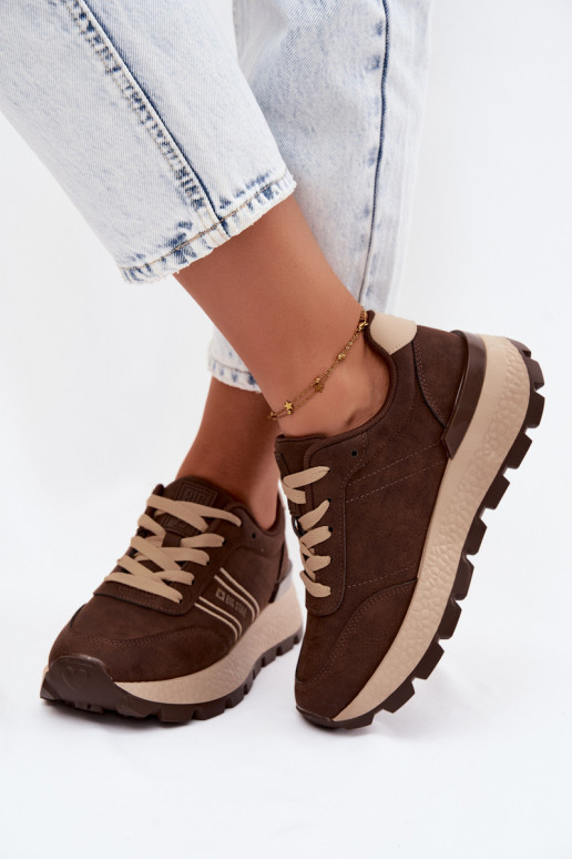 Baskets pour femmes avec plateforme Big Star UU274040 en couleur chocolat
