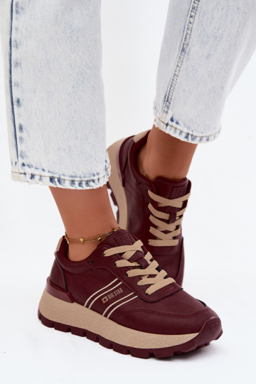 Baskets femmes bordeaux avec plateforme Big Star UU274041